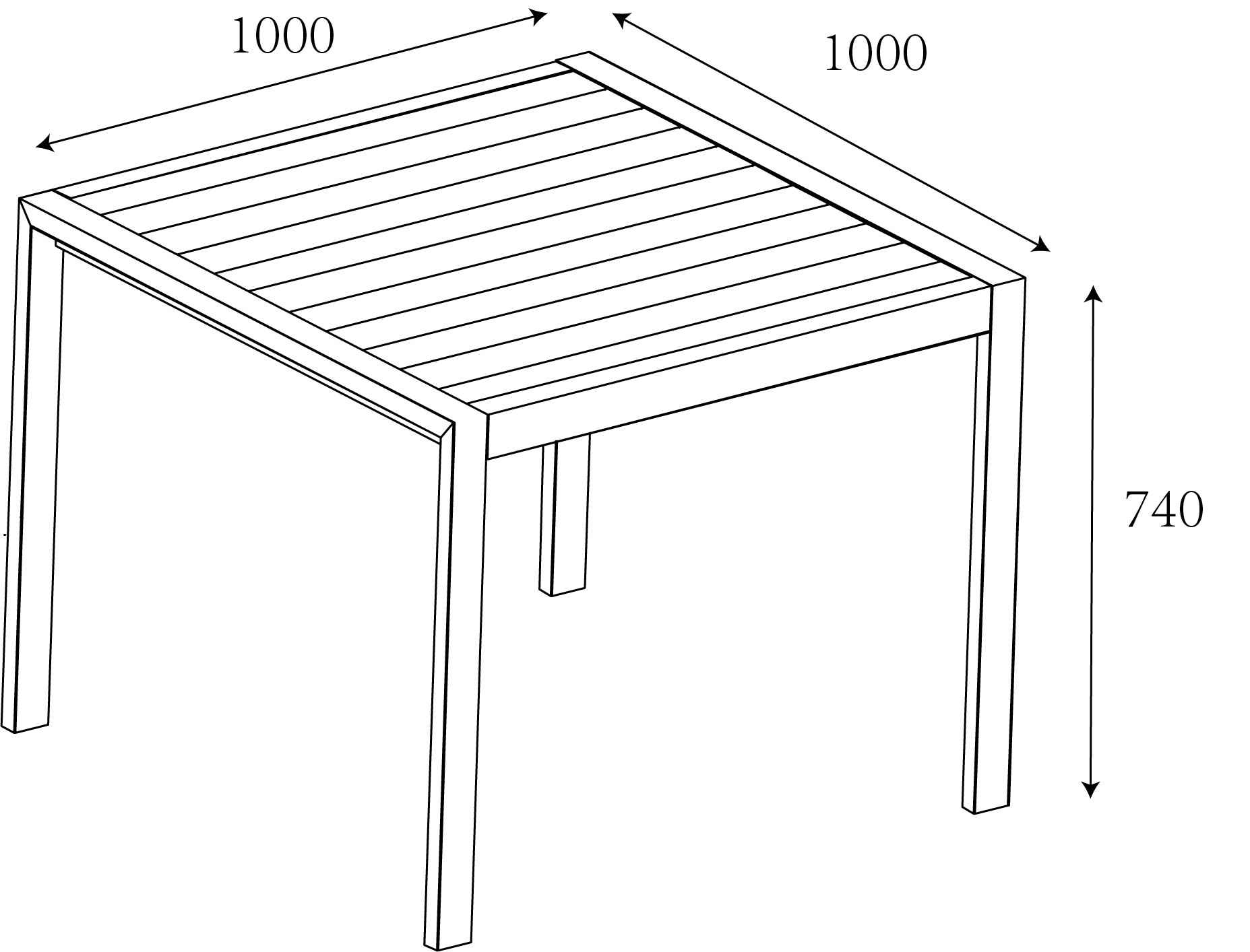 Sonas 4 Seat Dining Set dimensions